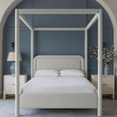  Meridian Salina Grey Linen Textured Fabric Upholstered King Bed IMAGE 2