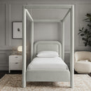  Color_Grey  Size_Twin  -- Salina Grey Linen Textured Fabric Upholstered Twin Bed IMAGE 2