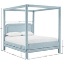  Meridian Salina Light Blue Linen Textured Fabric Upholstered Full Bed IMAGE 10