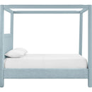  Meridian Salina Light Blue Linen Textured Fabric Upholstered Queen Bed IMAGE 4
