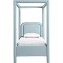  Meridian Salina Light Blue Linen Textured Fabric Upholstered Twin Bed IMAGE 3