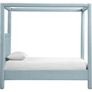  Meridian Salina Light Blue Linen Textured Fabric Upholstered Twin Bed IMAGE 4