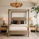  Color_Beige  Size_King  --  Salina Beige Velvet Upholstered King Bed IMAGE 2