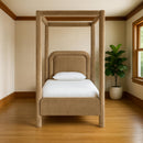  Color_Beige  Size_Twin  --  Salina Beige Velvet Upholstered Twin Bed IMAGE 2