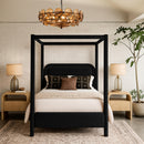  Meridian Salina Black Velvet Upholstered King Bed IMAGE 2