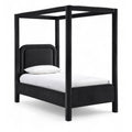  Color_Black Size_Twin -- Salina Black Velvet Upholstered Twin Bed IMAGE 1