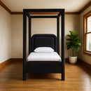  Color_Black  Size_Twin  --  Salina Black Velvet Upholstered Twin Bed IMAGE 2