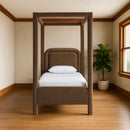  Meridian Salina Brown Velvet Upholstered Twin Bed IMAGE 2