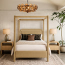 Color_Camel  Size_Queen  --  Salina Camel Velvet Upholstered Queen Bed IMAGE 2