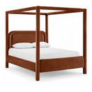  Meridian Salina Cognac Velvet Upholstered Full Bed IMAGE 1