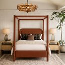  Color_Cognac  Size_King  --  Salina Cognac Velvet Upholstered King Bed IMAGE 2