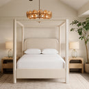  Color_Cream  Size_King  --  Salina Cream Velvet Upholstered King Bed IMAGE 2
