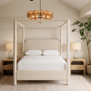  Meridian Salina Cream Velvet Upholstered Queen Bed IMAGE 2