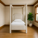  Meridian Salina Cream Velvet Upholstered Twin Bed IMAGE 2