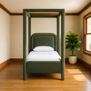  Color_Green  Size_Twin  --  Salina Green Velvet Upholstered Twin Bed IMAGE 2