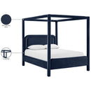  Meridian Salina Navy Velvet Upholstered Queen Bed IMAGE 11