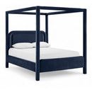  Color_Navy  Size_Queen  --  Salina Navy Velvet Upholstered Queen Bed IMAGE 1