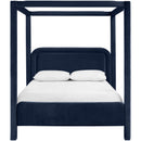  Meridian Salina Navy Velvet Upholstered Queen Bed IMAGE 3