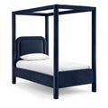  Color_Navy Size_Twin -- Salina Navy Velvet Upholstered Twin Bed IMAGE 1