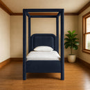  Color_Navy  Size_Twin  --  Salina Navy Velvet Upholstered Twin Bed IMAGE 2