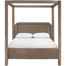  Meridian Salina Taupe Velvet Upholstered Queen Bed IMAGE 3
