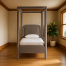  Color_Taupe  Size_Twin  --  Salina Taupe Velvet Upholstered Twin Bed IMAGE 2