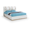  Meridian Bennet Cream Linen Textured Fabric Upholstered King Bed IMAGE 1