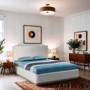  Size_King -- Bennet Cream Linen Textured Fabric Upholstered King Bed IMAGE 4