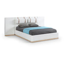 Meridian Bennet Cream Linen Textured Fabric Upholstered King Bed IMAGE 1
