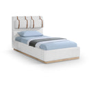  Meridian Bennet Cream Linen Textured Fabric Upholstered Twin Bed IMAGE 1