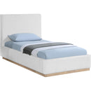  Meridian Bennet Cream Linen Textured Fabric Upholstered Twin Bed IMAGE 2