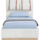  Meridian Bennet Cream Linen Textured Fabric Upholstered Twin Bed IMAGE 5