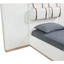  Meridian Bennet Cream Linen Textured Fabric Upholstered Twin Bed IMAGE 11