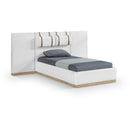  Meridian Bennet Cream Linen Textured Fabric Upholstered Twin Bed IMAGE 1