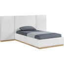 Meridian Bennet Cream Linen Textured Fabric Upholstered Twin Bed IMAGE 2