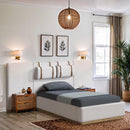  Size_Twin -- Bennet Cream Linen Textured Fabric Upholstered Twin Bed IMAGE 3