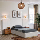  Meridian Bennet Cream Linen Textured Fabric Upholstered Twin Bed IMAGE 4