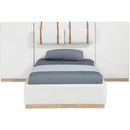  Meridian Bennet Cream Linen Textured Fabric Upholstered Twin Bed IMAGE 5