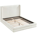  Meridian Chandra Cream Linen Textured Fabric Upholstered Full Bed IMAGE 7