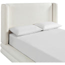  Meridian Chandra Cream Linen Textured Fabric Upholstered King Bed IMAGE 6