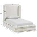  Meridian Chandra Cream Linen Textured Fabric Upholstered Twin Bed IMAGE 11