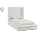  Size_Twin -- Chandra Cream Linen Textured Fabric Upholstered Twin Bed IMAGE 12