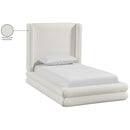  Meridian Chandra Cream Linen Textured Fabric Upholstered Twin Bed IMAGE 12