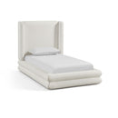  Size_Twin -- Chandra Cream Linen Textured Fabric Upholstered Twin Bed IMAGE 1