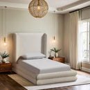  Size_Twin -- Chandra Cream Linen Textured Fabric Upholstered Twin Bed IMAGE 2