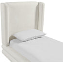  Meridian Chandra Cream Linen Textured Fabric Upholstered Twin Bed IMAGE 6