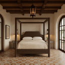  Color_Brown  Size_Queen  -- Dawson Brown Velvet Upholstered Queen Bed IMAGE 2