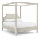  Meridian Dawson Cream Velvet Upholstered Queen Bed IMAGE 1