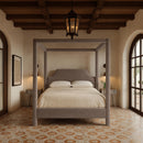  Meridian Dawson Taupe Velvet Upholstered King Bed IMAGE 2