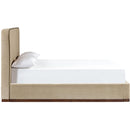  Meridian Rava Beige / Brown Velvet Upholstered King Bed IMAGE 3
